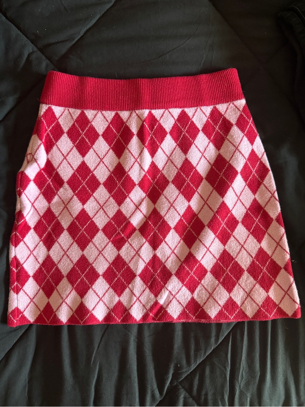 Cider Pink and Red Argyle Knit Skirt - Girls